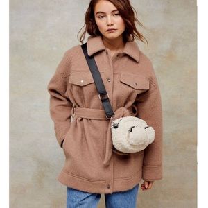 Topshop Clara Shirt Jacket in Mink